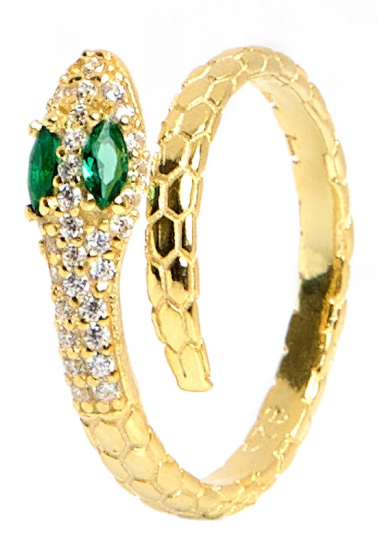 Inel placat cu aur de 14K – cu cristal de zirconia – Verde – Auriu 14K