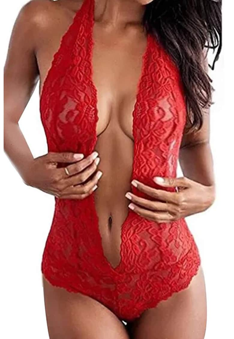 Lenjerie body sexy cu dantela - tanga - negru - EFAYN