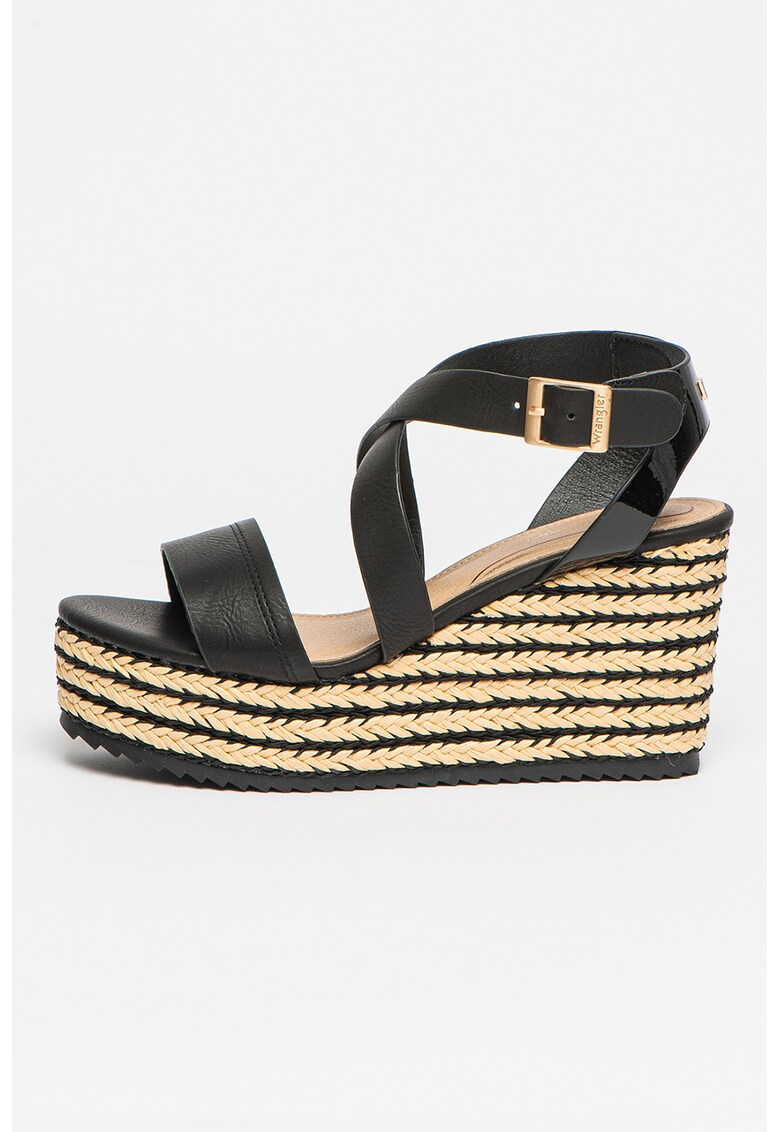 Sandale wedge de piele ecologica Marbella