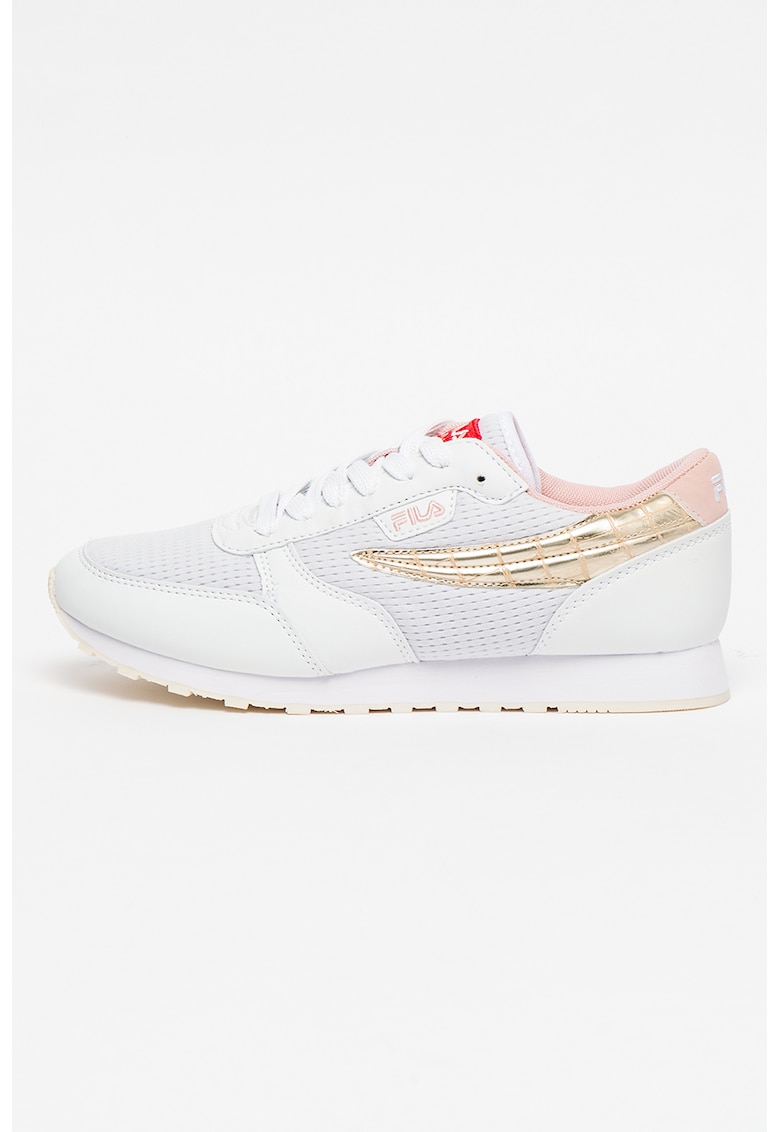 Fila Pantofi sport de piele ecologica si material textil Orbit - Alb/Auriu