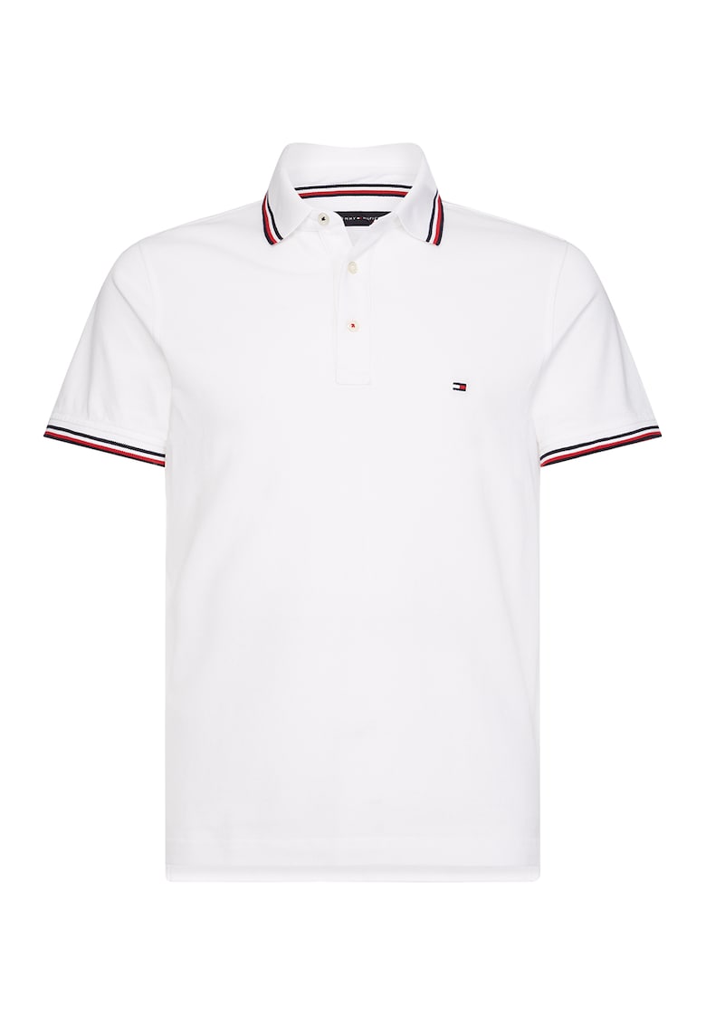 Tricou polo slim fit din bumbac organic - Alb