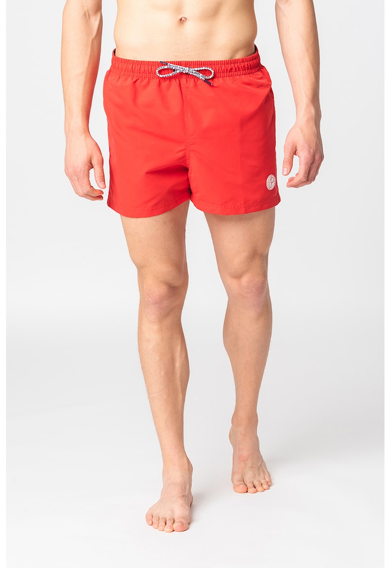 Pantaloni scurti de baie cu snur in talie Remo - Rosu