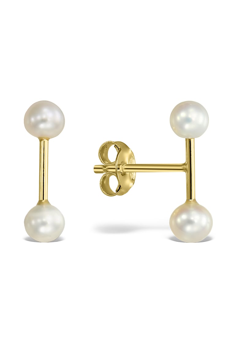 Cercei de aur de 14K cu tija si perle – Auriu 14K imagine noua