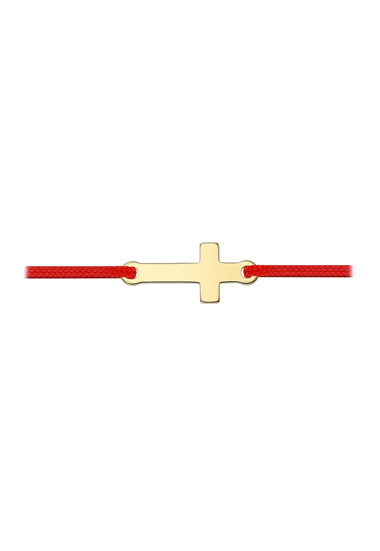 Bratara ajustabila cu talisman in forma de cruce - din aur de 14K