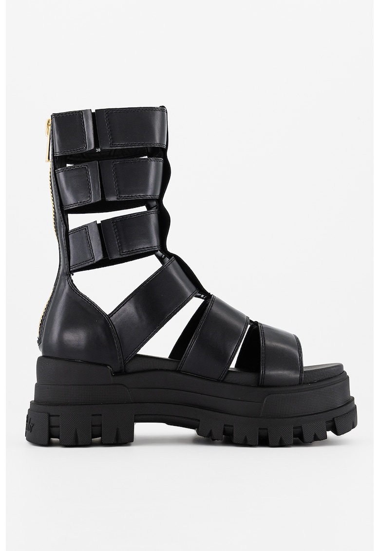 Sandale mid-calf de piele ecologica - Negru - Buffalo - imagine 1