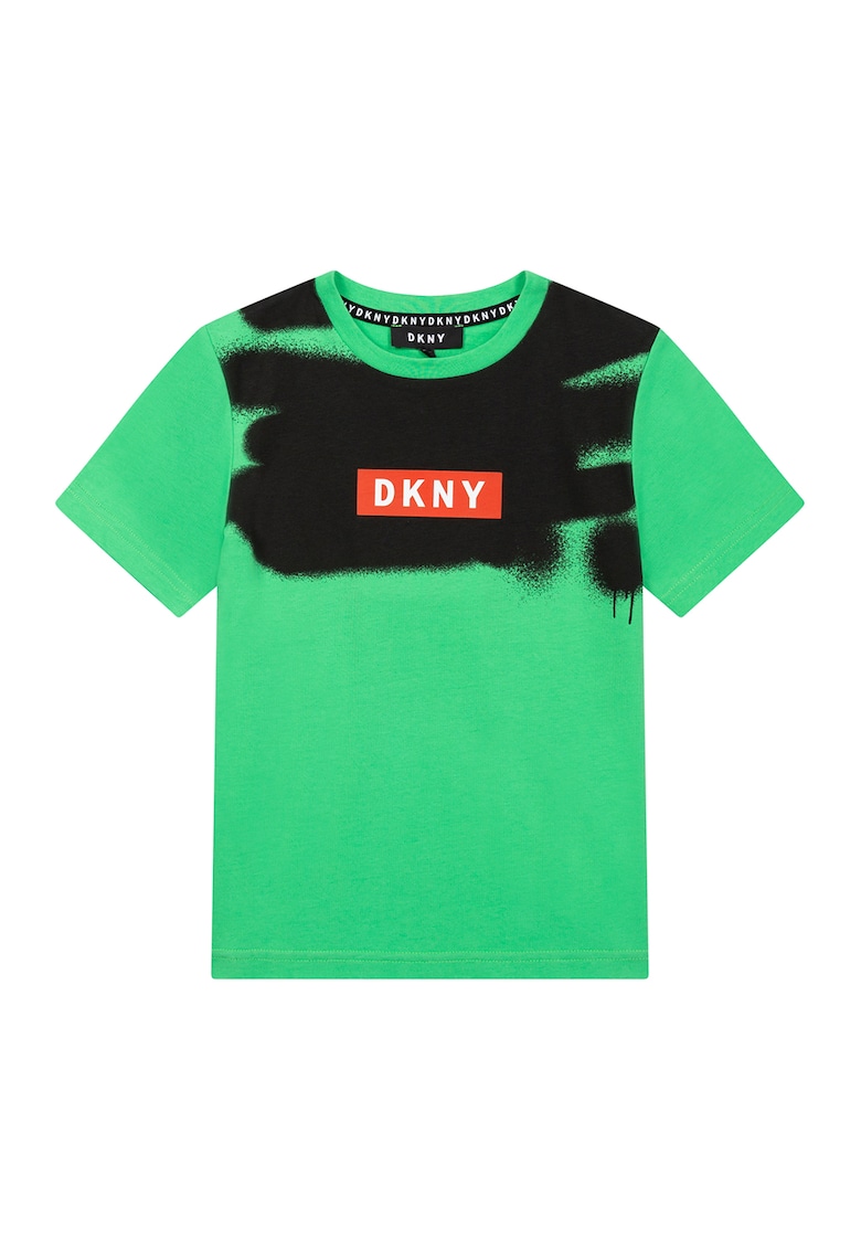 Tricou cu decolteu la baza gatului si logo DKNY  Imbracaminte