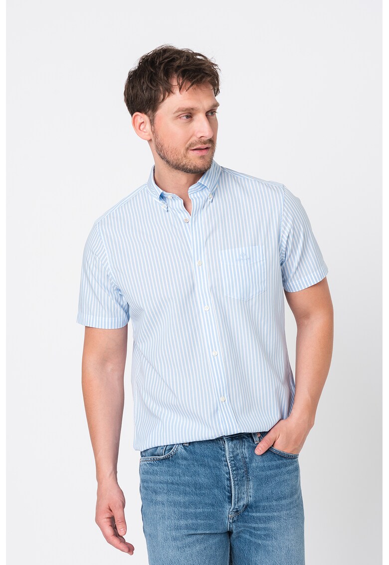 Camasa regular fit cu maneci scurte si model in dungi Camasa regular fit cu maneci scurte si model in dungi ANSWEAR
