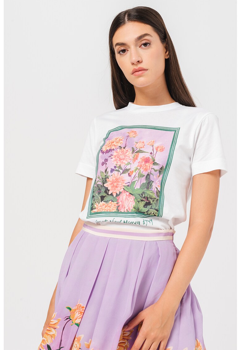 Tricou din bumbac cu imprimeu floral bumbac