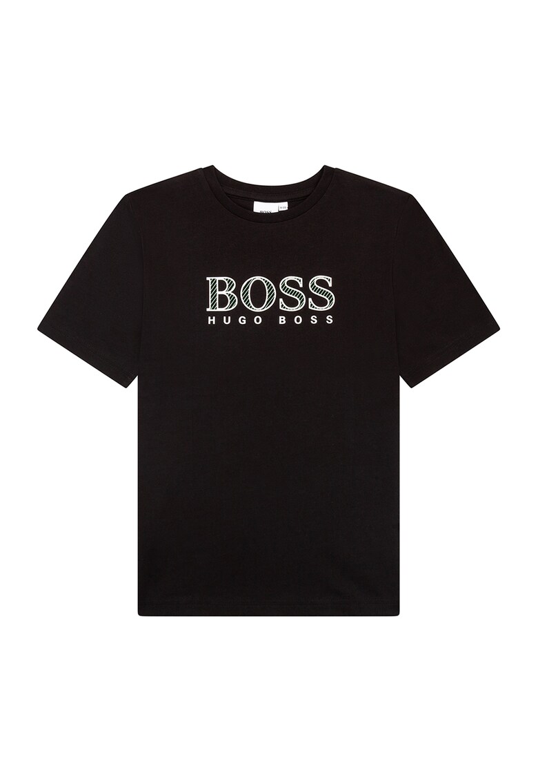 Tricou cu decolteu la baza gatului si imprimeu logo BOSS Kidswear BAIETI