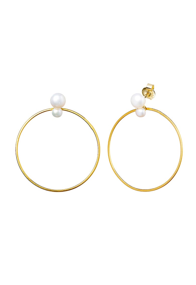 Cercei placati cu aur de 18K si decorati cu perle fashiondays imagine noua