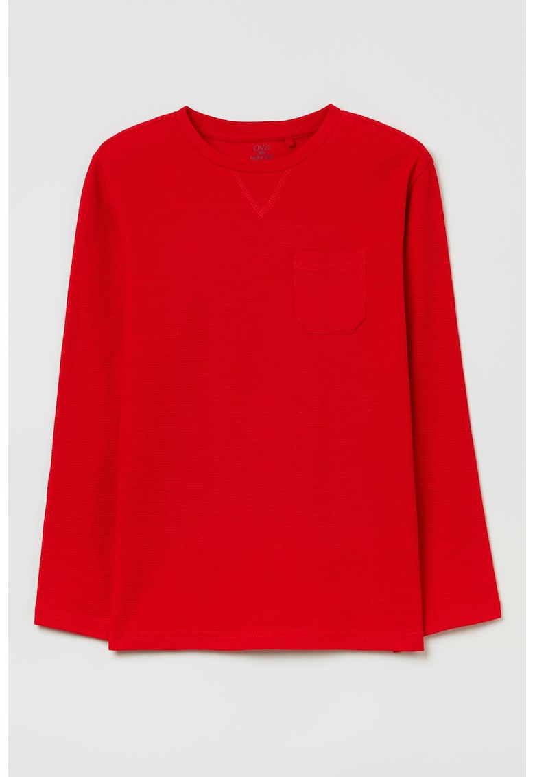 Bluza de bumbac cu buzunar pe piept