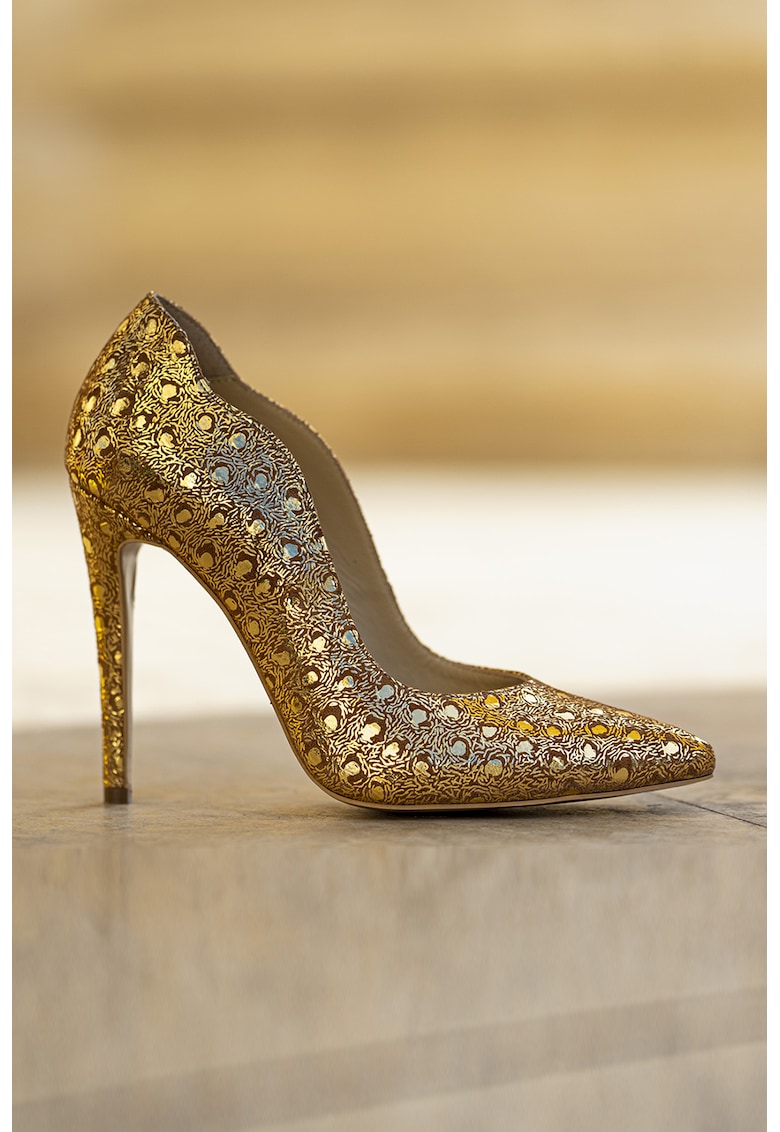 Pantofi stiletto de piele cu margini valurite Marilyn clasici imagine promotii 2022