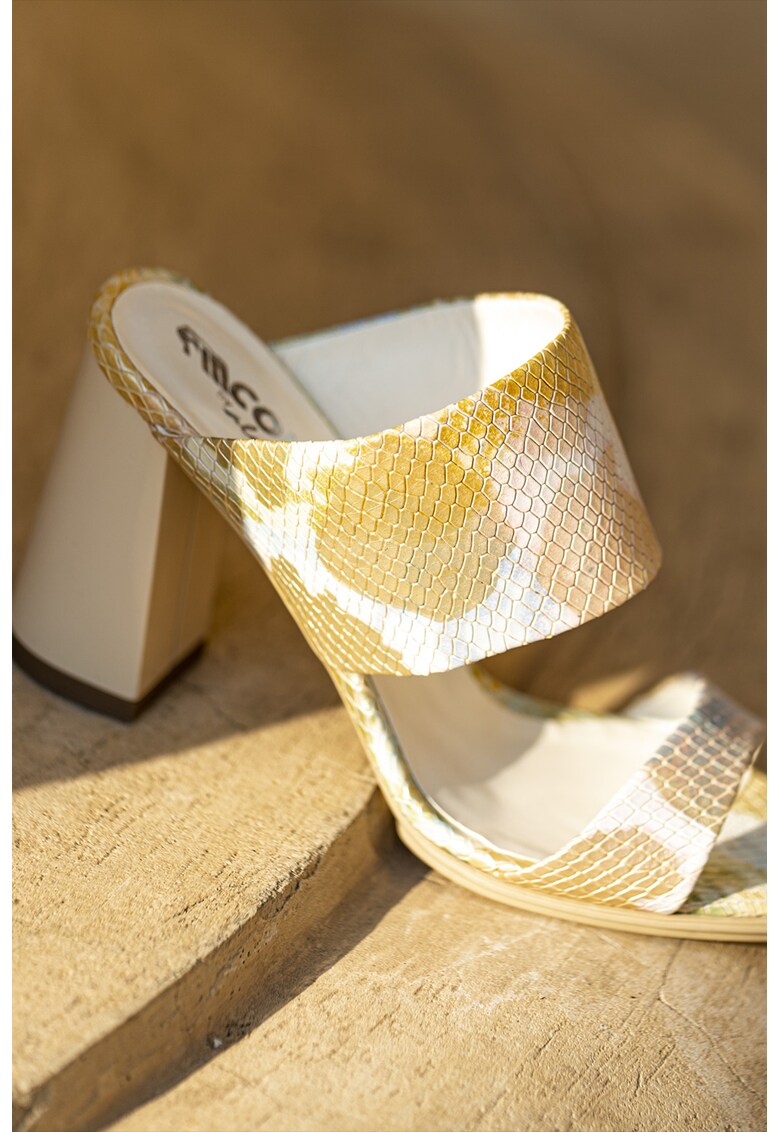 Papuci de piele cu model reptila Liana CONDUR by alexandru imagine noua