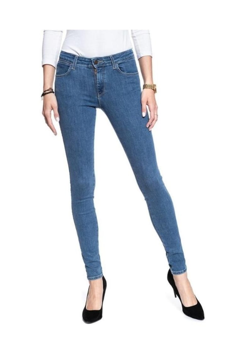 Blugi Dama - Skinny 24/32 - Bumbac - Zipper - Lung - 5 Buzunare 2 Mari 2 Medii Exterioare1 Mic Interior - Talie Medie - Albastru