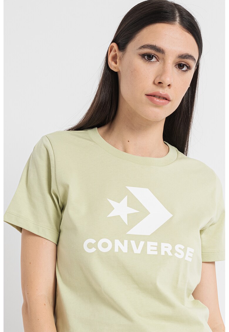 Tricou cu decolteu la baza gatului si imprimeu logo Boosted Star Chevron Converse  Imbracaminte