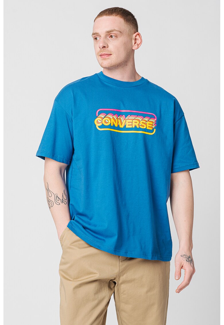 Tricou cu imprimeu logo si maneci cazute Retro Gamer Converse  Imbracaminte