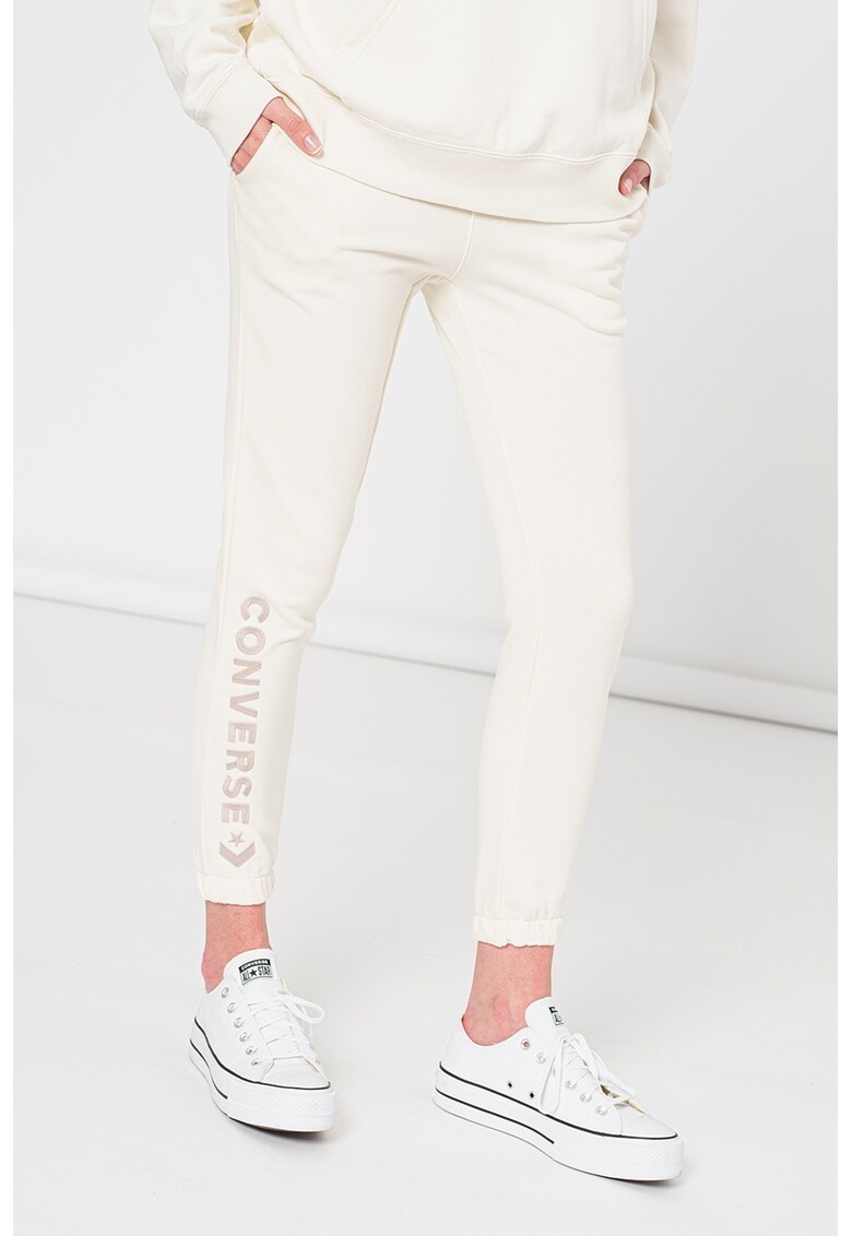 Pantaloni cu imprimeu logo contrastant pentru fitness