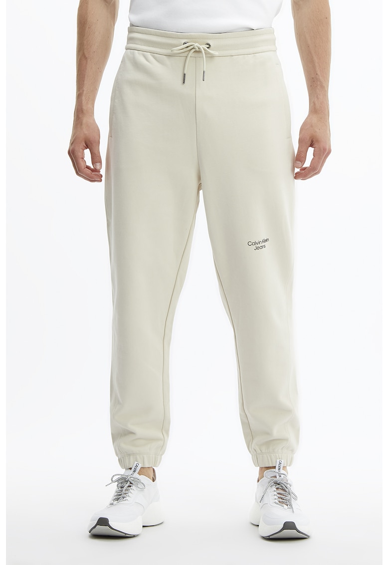 Pantaloni sport de bumbac cu buzunare laterale - Alb murdar