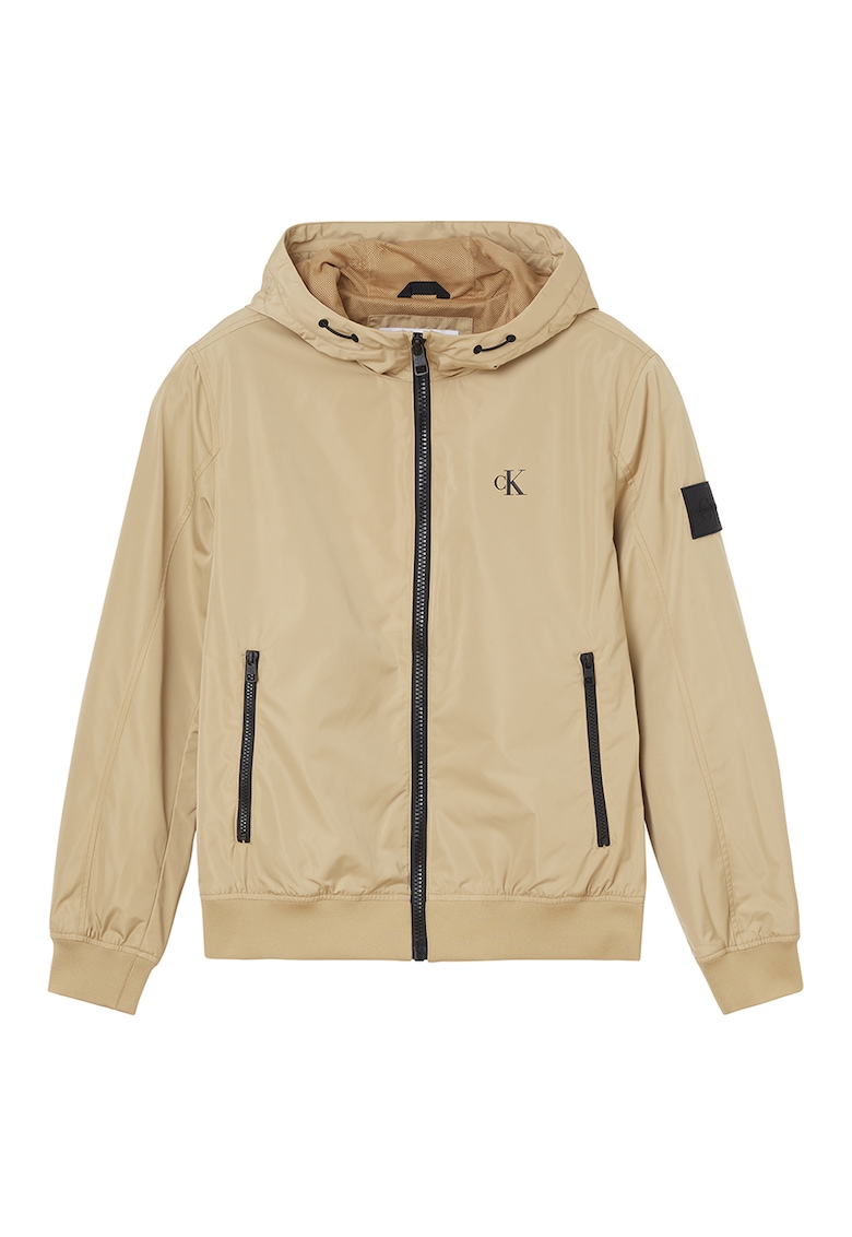 Jacheta cu gluga si fermoar - Bej