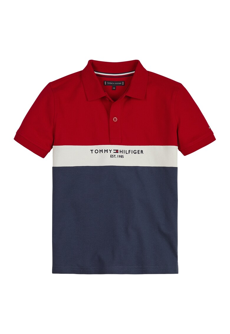 CALVIN KLEIN - Тениска от пике с яка и цветен блок Tommy Hilfiger