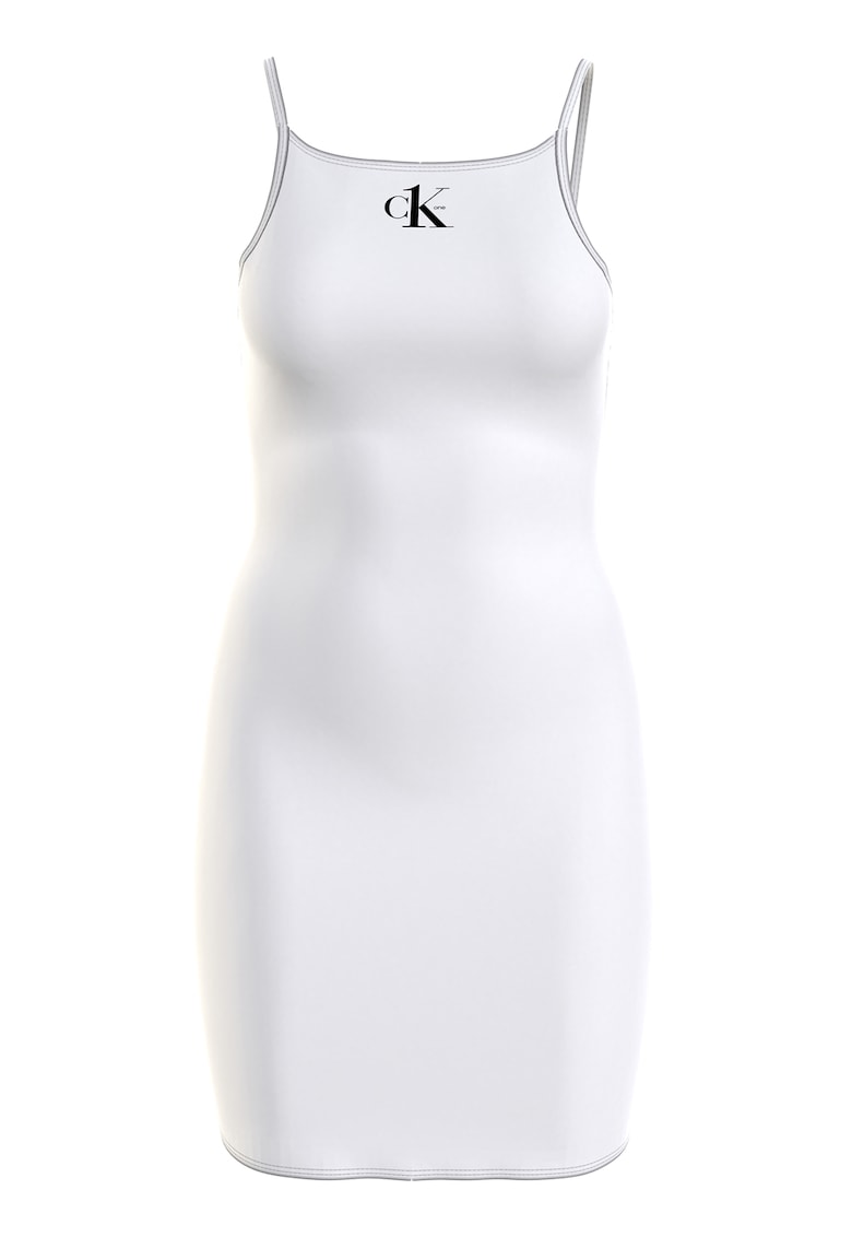 Calvin Klein Rochie de plaja din bumbac organic cu bretele inguste - Alb