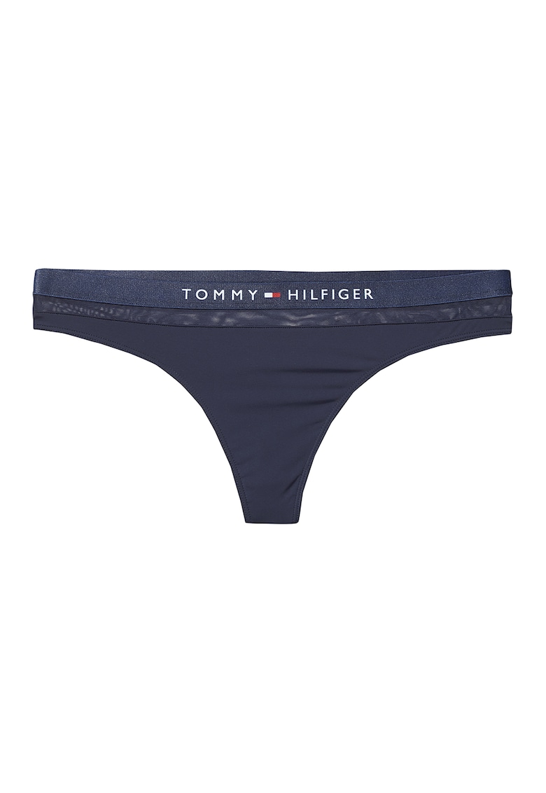 Chiloti tanga cu insertie de plasa - Bleumarin
