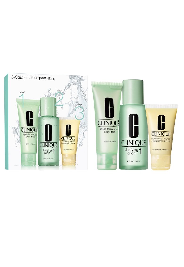 Set 3 Steps: Sapun lichid pentru fata - 50 ml + Lotiune exfolianta - 100 ml + Lotiune hidratanta - 30 ml