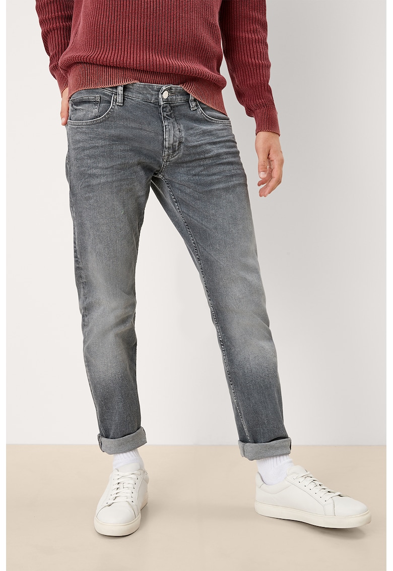 Blugi slim fit cu aspect decolorat - Gri deschis