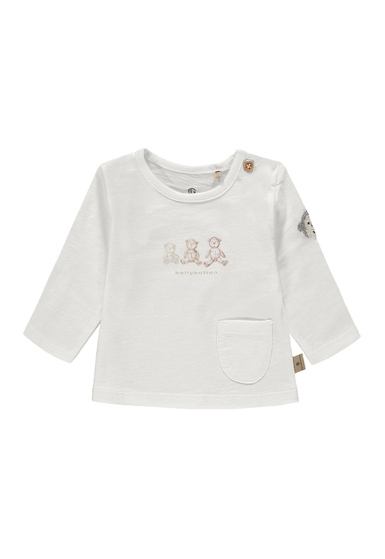 Bluza de bumbac cu buzunar aplicat