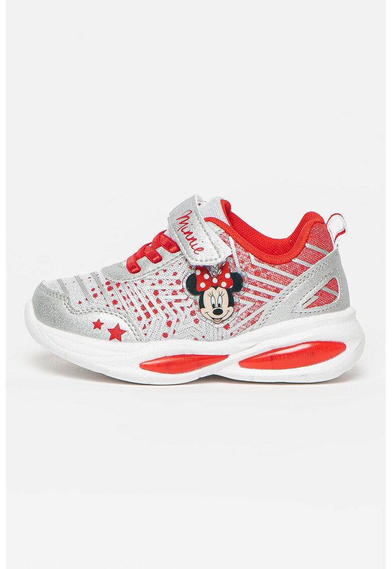 Pantofi sport cu inchidere velcro si imprimeu cu Minnie Mouse