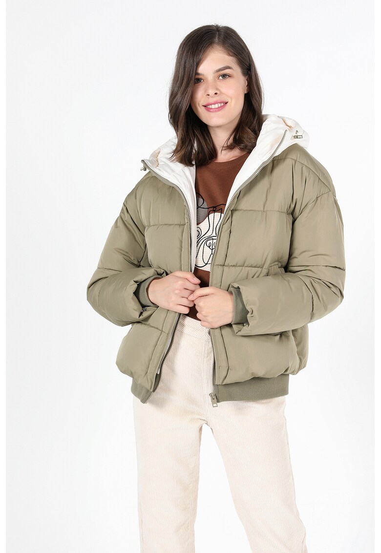 Geaca scurta dama - Regular Fit - gluga fixa - Kaki deschis