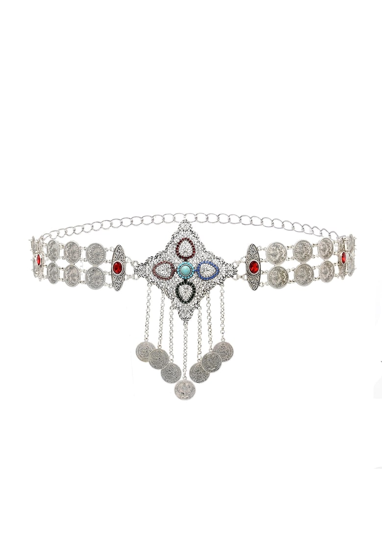 Lant de corp - argintiu - cu banuti si pietre - Kiana C15 -