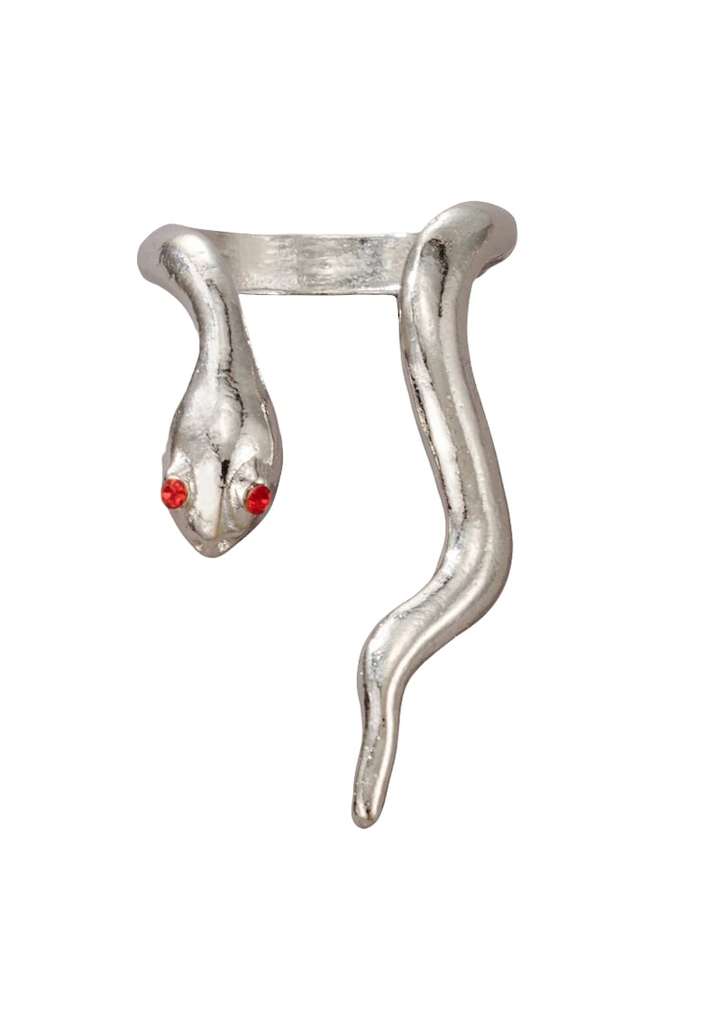 Inel argintiu - in forma de sarpe - cu pietre rosii - Klarice C4 -