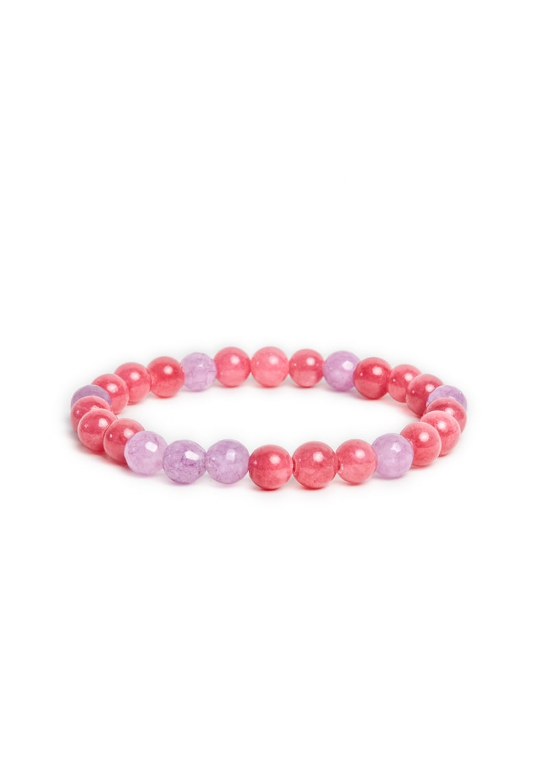 Bratara elastica cu pietre semipretioase fete - din cristale de Jad - Namya - sfere de 6mm -