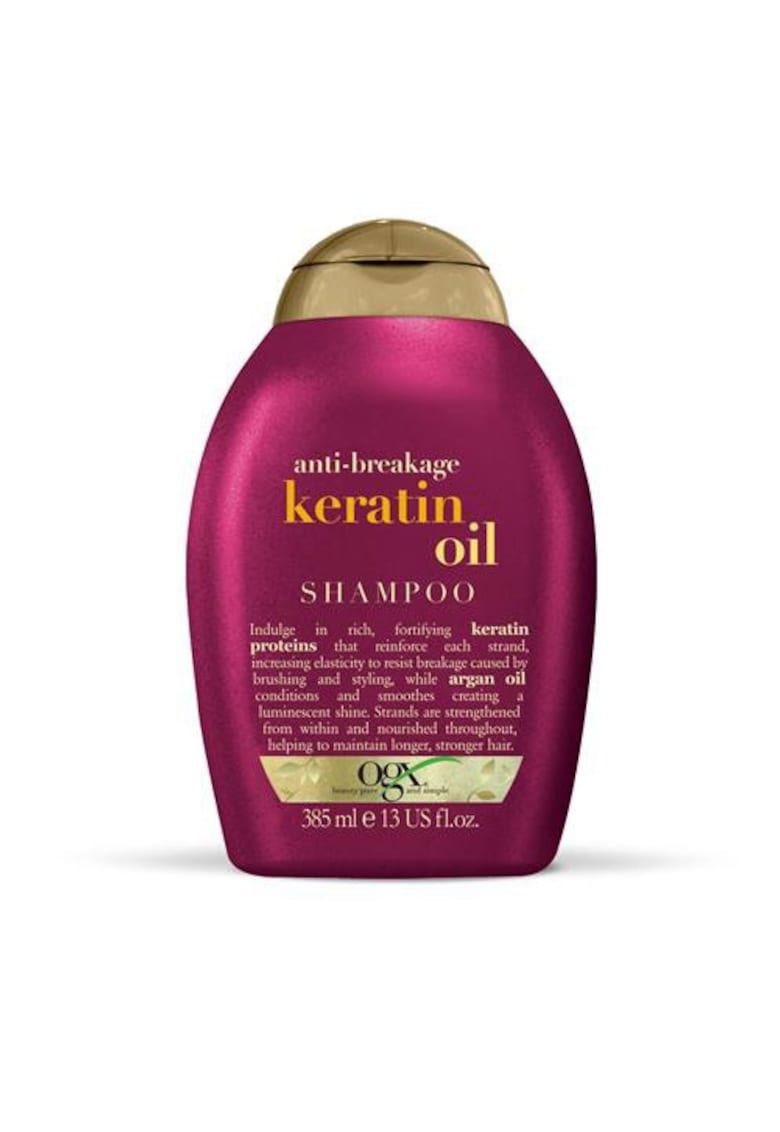 Sampon cu keratina si ulei de argan OGX Keratin Oil - ofera rezistenta si lungime - pentru par deteriorat - cu surfactanti fara sulfati - 385 ml