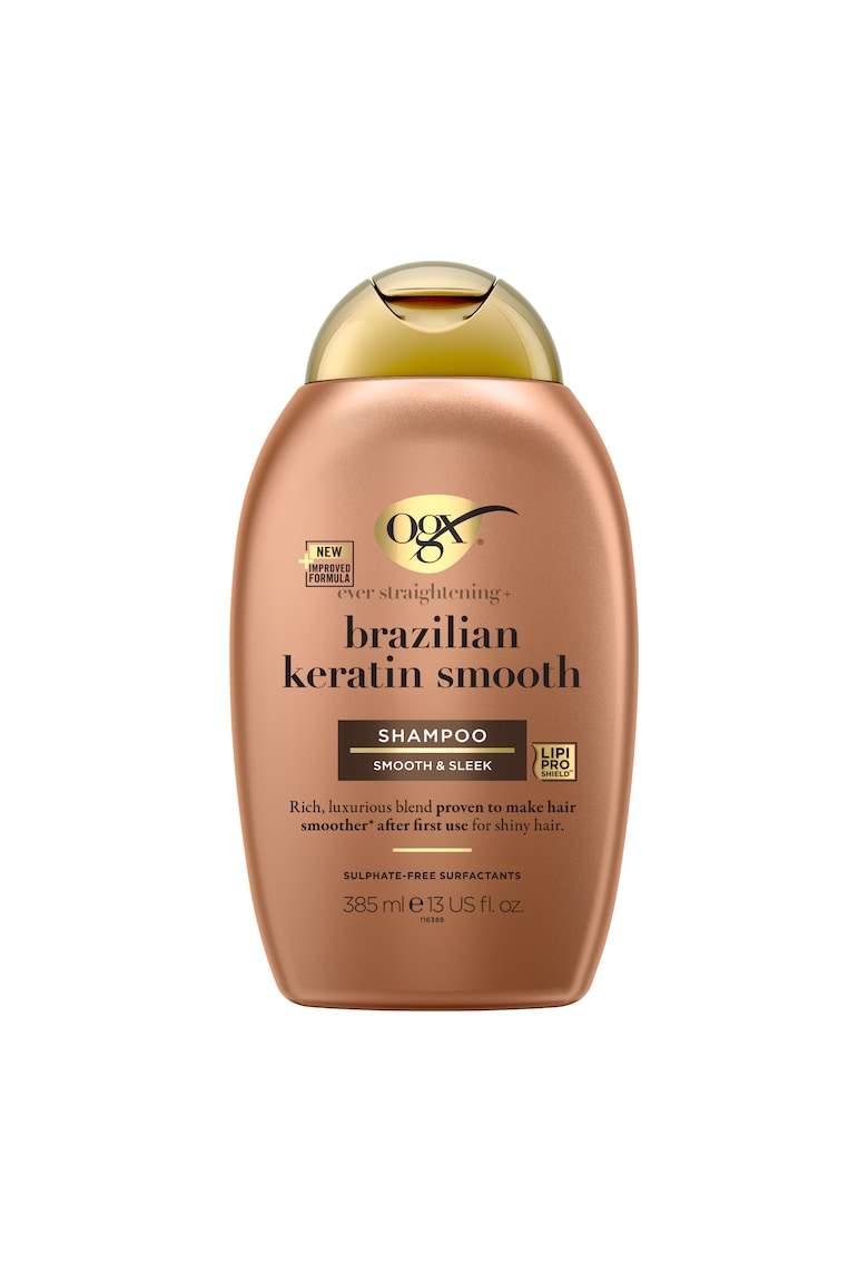Sampon Brazilian Keratin Smooth - pentru netezire de durata - cu uleiuri de cocos si avocado - proteine din keratina si unt de cocos - pentru par des - fara sulfati - 385 ml