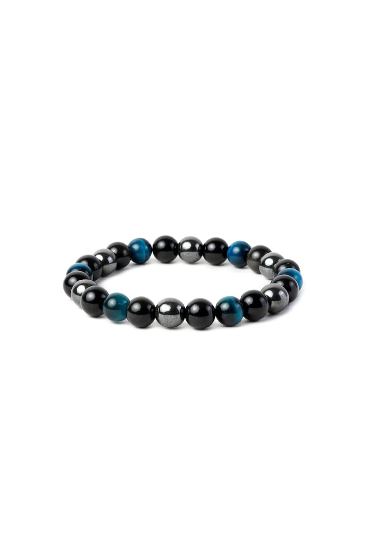 Bratara barbati - realizata manual din Ochi de Tigru - Hematit si Obsidian - Ohas - sfere 8mm -