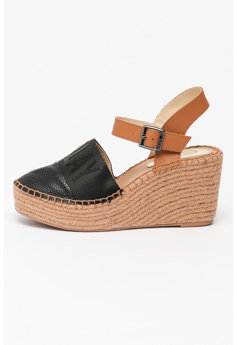 Sandale-espadrile cu garnituri de piele si logo Susan