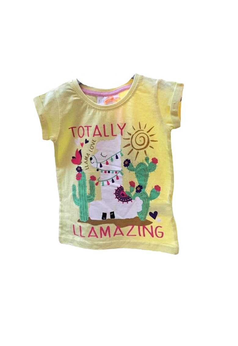 Tricou - Totally Llamazing - Maneca scurta - Bumbac - Fete - Multicolor