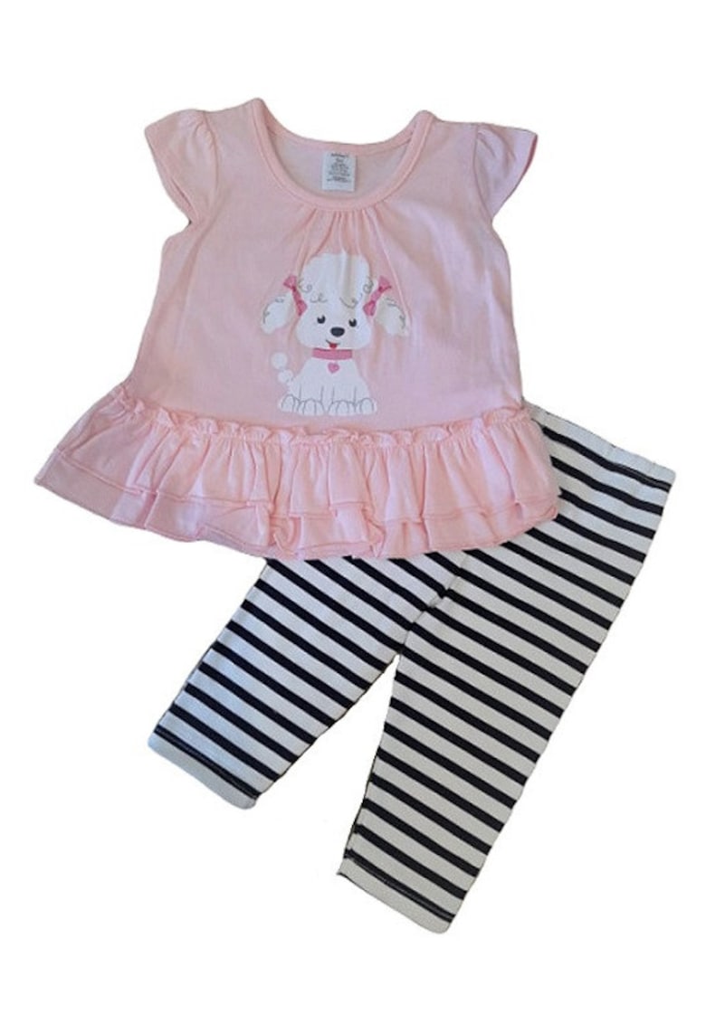 Compleu Cu Colantei - Puppy - Maneca scurta - Bumbac - Fete - Multicolor