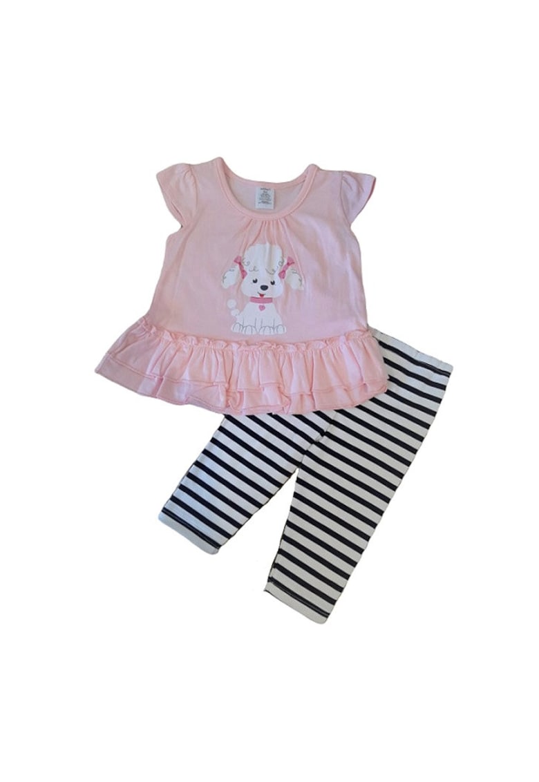 Compleu Cu Colantei - Puppy - Maneca scurta - Bumbac - Fete - Multicolor