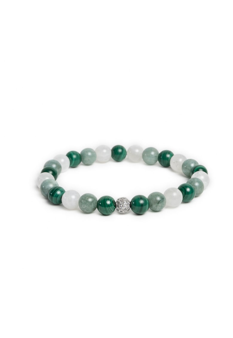 Bratara eleganta fete - din pietre semipretioase de Malachit - Piatra Lunii si Jad Verde - Mehal - margele de 6mm -