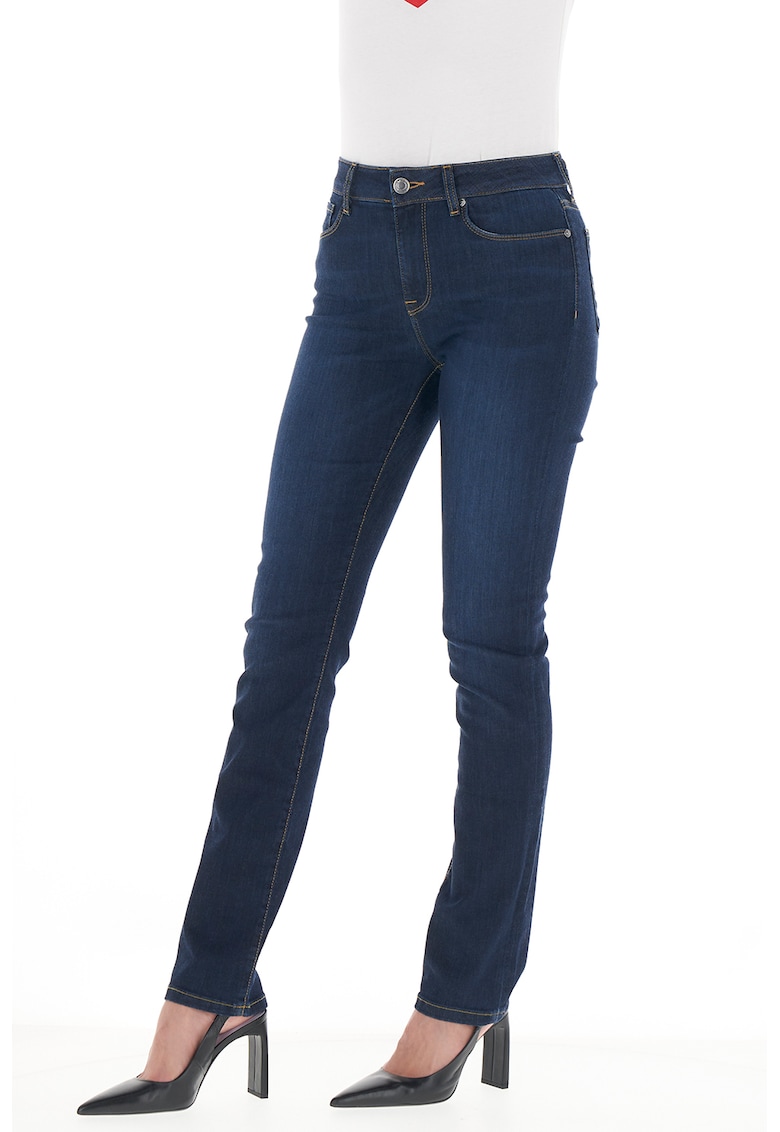 Blugi skinny cu cusaturi contrastante