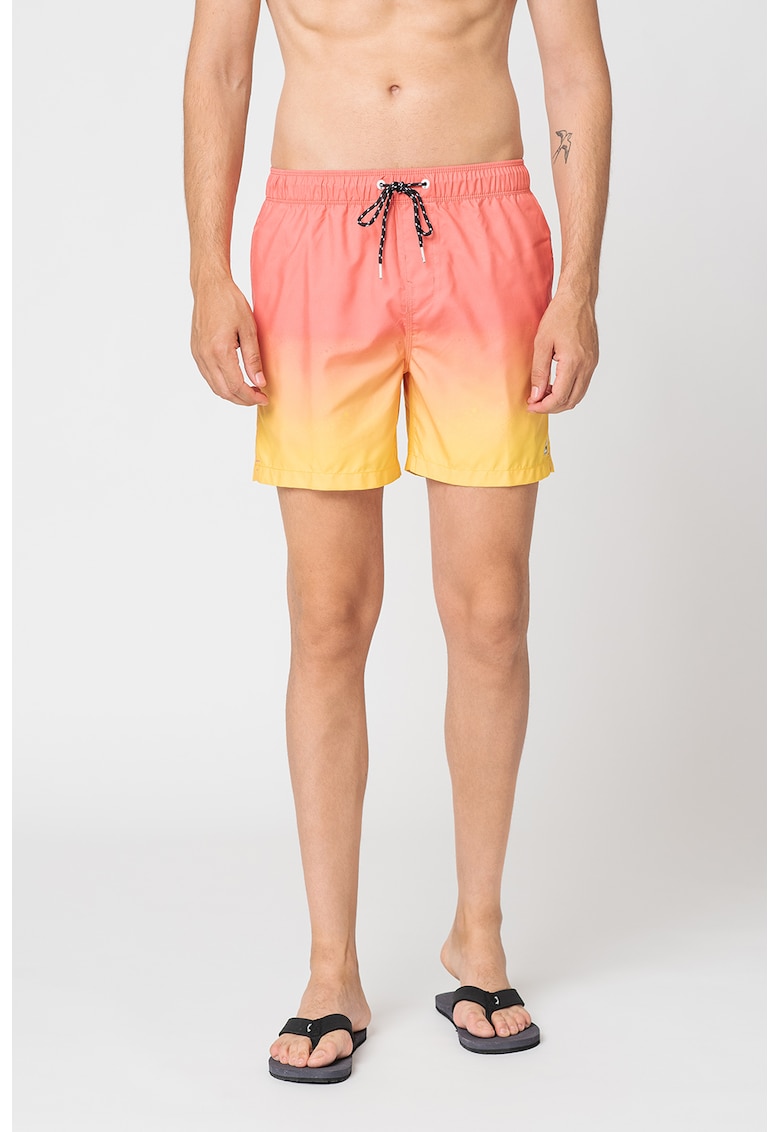 Pantaloni scurti de baie in degrade All Day - Galben/Rosu stins