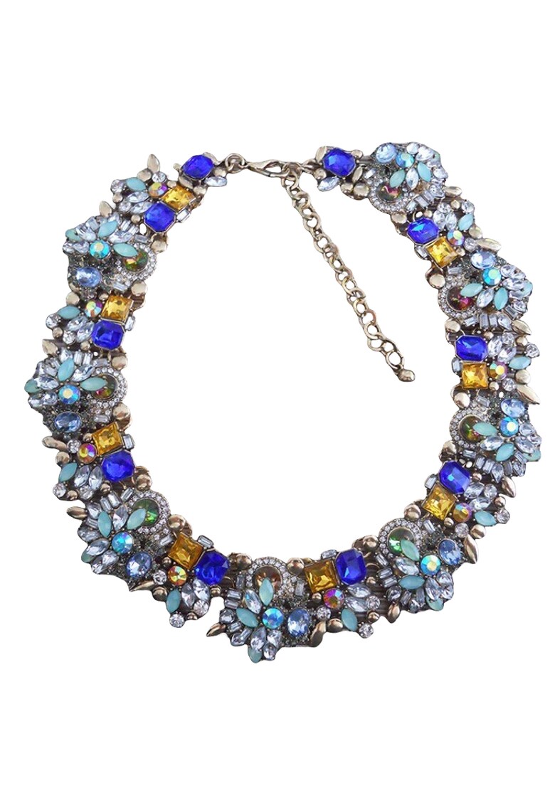 Colier auriu - cu pietre multicolore - Janeth C4 -