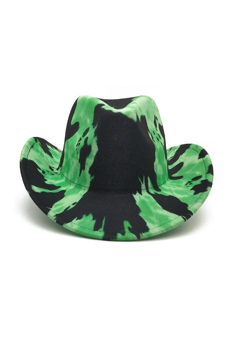 Palarie dama - verde - stil cowboy - cu pete negre - marime universala - Helga -