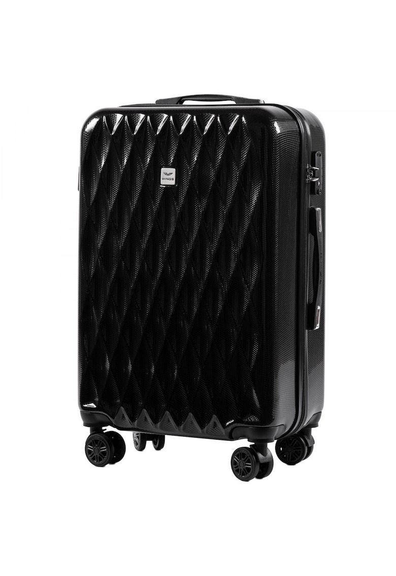 Troler Mediu - PC 190 - 66 cm - 4 Roti Duble - Cifru TSA - Policarbonat - Negru