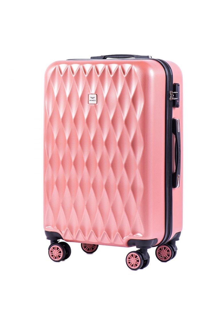 Troler Mediu - PC 190 - 66 cm - 4 Roti Duble - Cifru TSA - Policarbonat - Rose