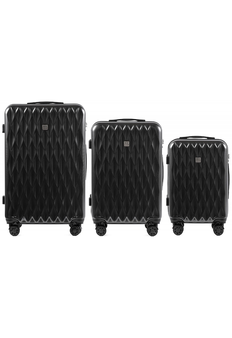 Set Trolere - PC 190 - 3 Piese - 4 Roti Duble - Cifru TSA - Policarbonat - Antracit