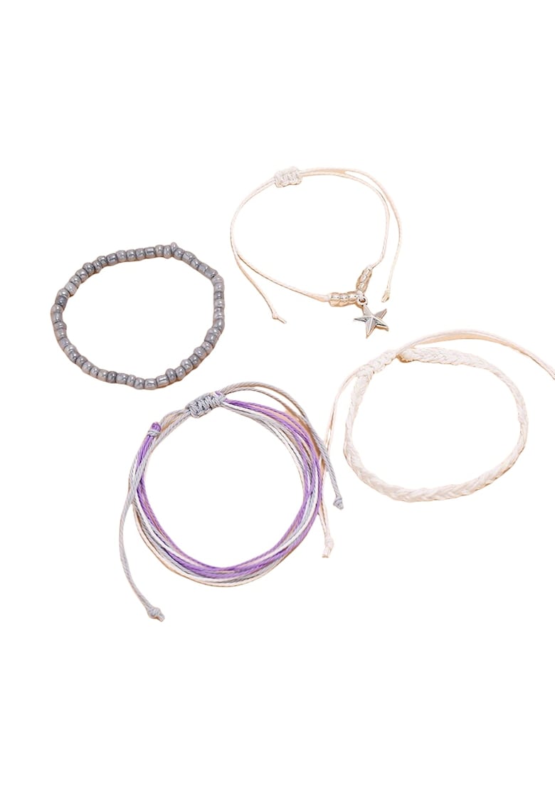 Set 4 bratari - argintii - cu margelute - Luisa C7 -